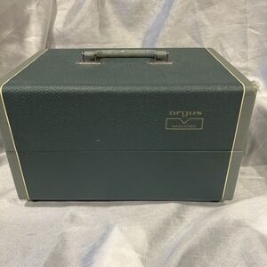 Vintage Argus Magazine Carrying Case 3 Sections- Hard Sided Case- Green 13x8.5x8